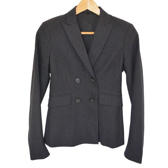 Theory Wool Fitted Double Breasted Blazer Size 00 - Picture 1 of 5